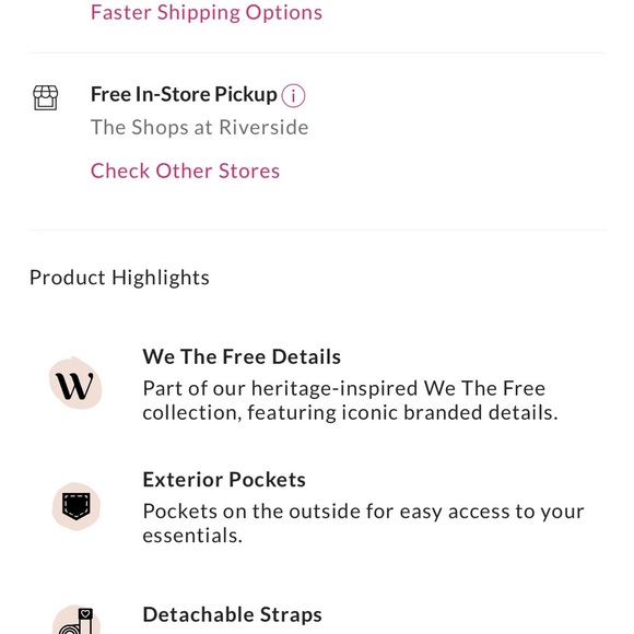 Free People We the Free Baby Emerson Leather Purse Handbag Açaí Pink NWT RARE - Picture 5 of 8